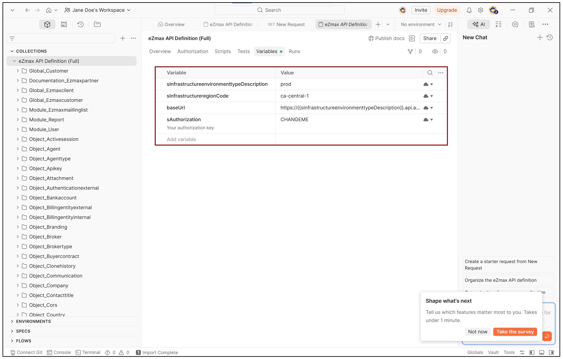 Variables Postman